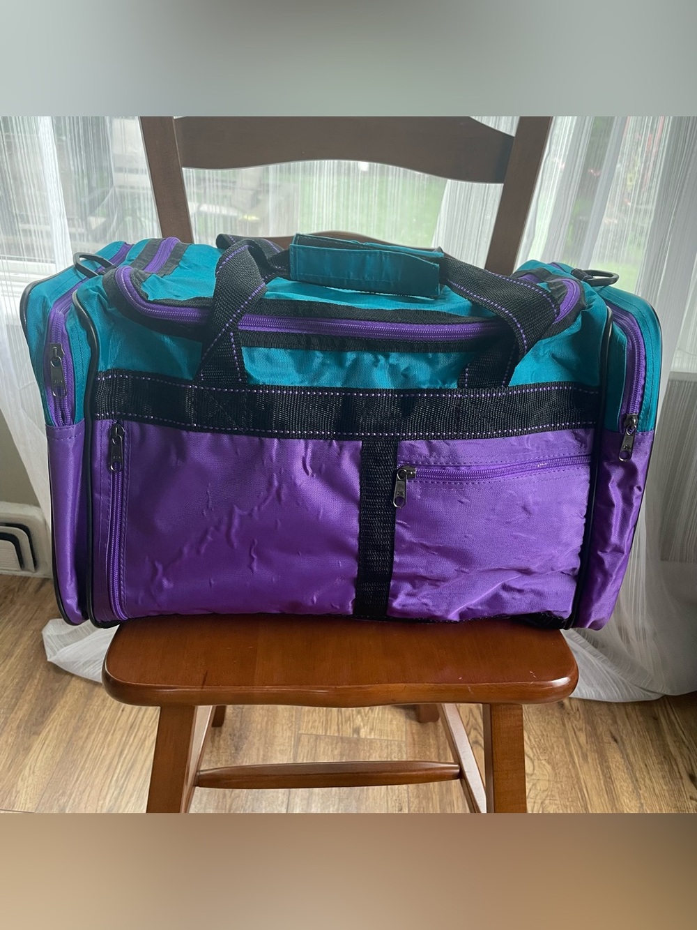 Teal and Purple Travel Duffel Bag